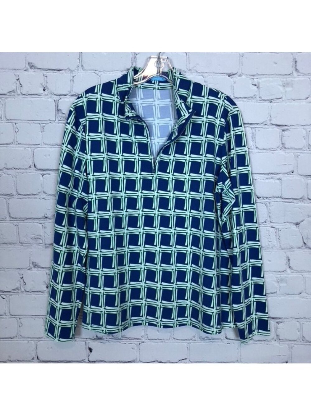 J McLaughlin Bedford Top Size XL 1/4 Zip Catalina Cloth Blue